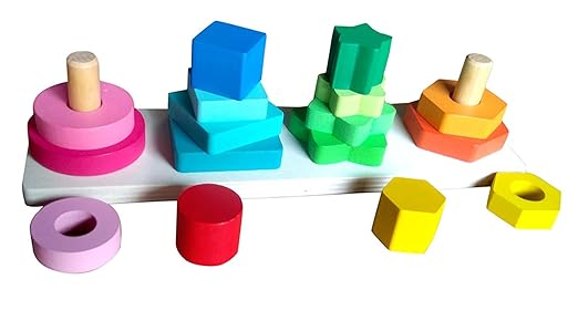 TODDLER SET05: Contains Shape Stacker, Building Blocks Train, Cube Puzzle, Geometric Blocks