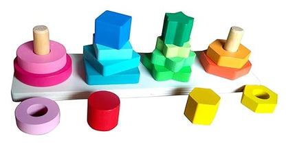 TODDLER SET05: Contains Shape Stacker, Building Blocks Train, Cube Puzzle, Geometric Blocks