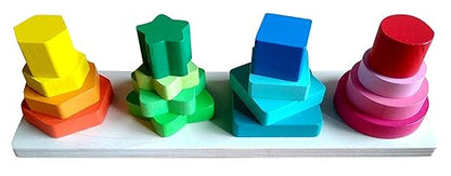 TODDLER SET05: Contains Shape Stacker, Building Blocks Train, Cube Puzzle, Geometric Blocks