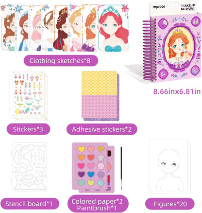 MiDeer Makeup Manual – The Princess Ball | Fashion Design & Watercolor Activity Book for Kids