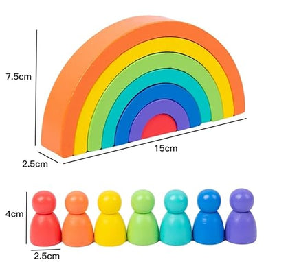 Rainbow stacker with peg dolls 7 peg doll and 7 stackers