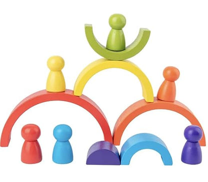 Rainbow stacker with peg dolls 7 peg doll and 7 stackers