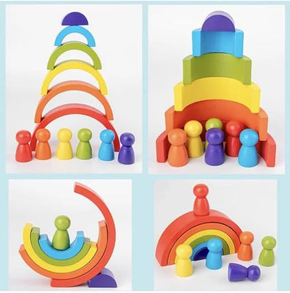 Rainbow stacker with peg dolls 7 peg doll and 7 stackers