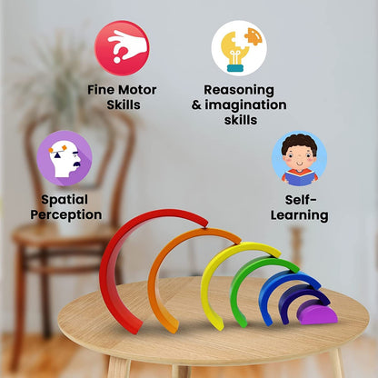 Rainbow stacker with peg dolls 7 peg doll and 7 stackers