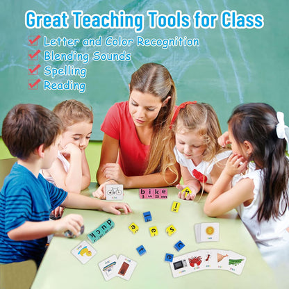 Spelling Game with Wooden Cube Letter Blocks