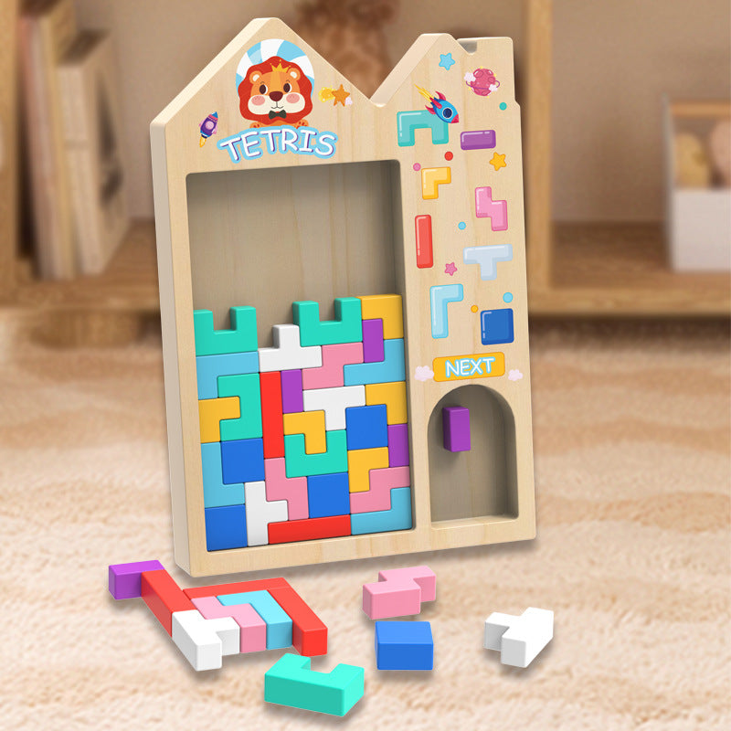 Wooden Tetris Puzzle and Patterns Toy