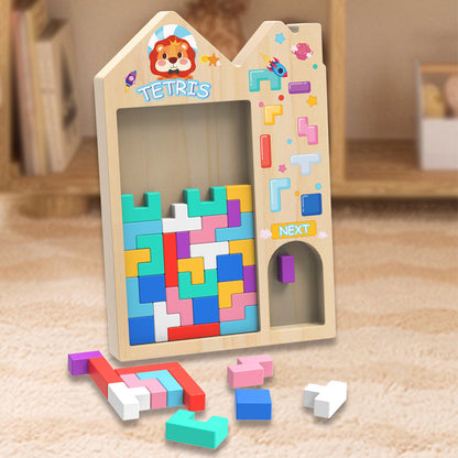 Wooden Tetris Puzzle and Patterns Toy