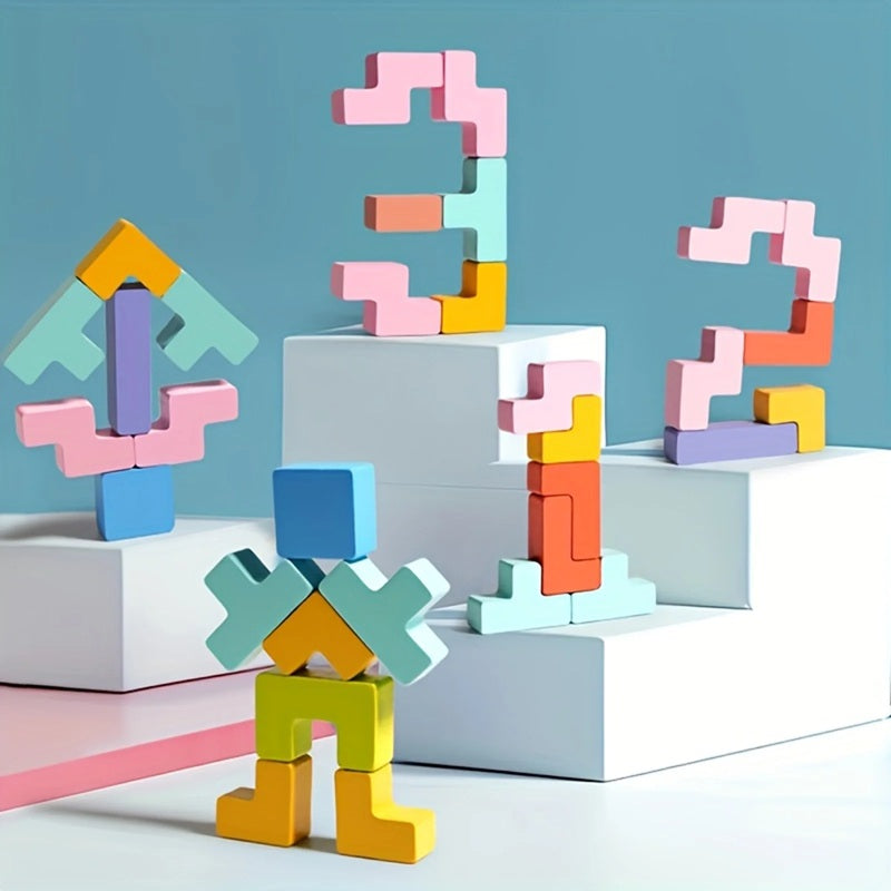 Wooden Tetris Puzzle and Patterns Toy