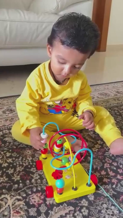 Wooden Beads Maze Pull Car