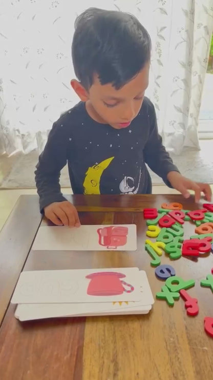 Spelling Game with Wooden Letters